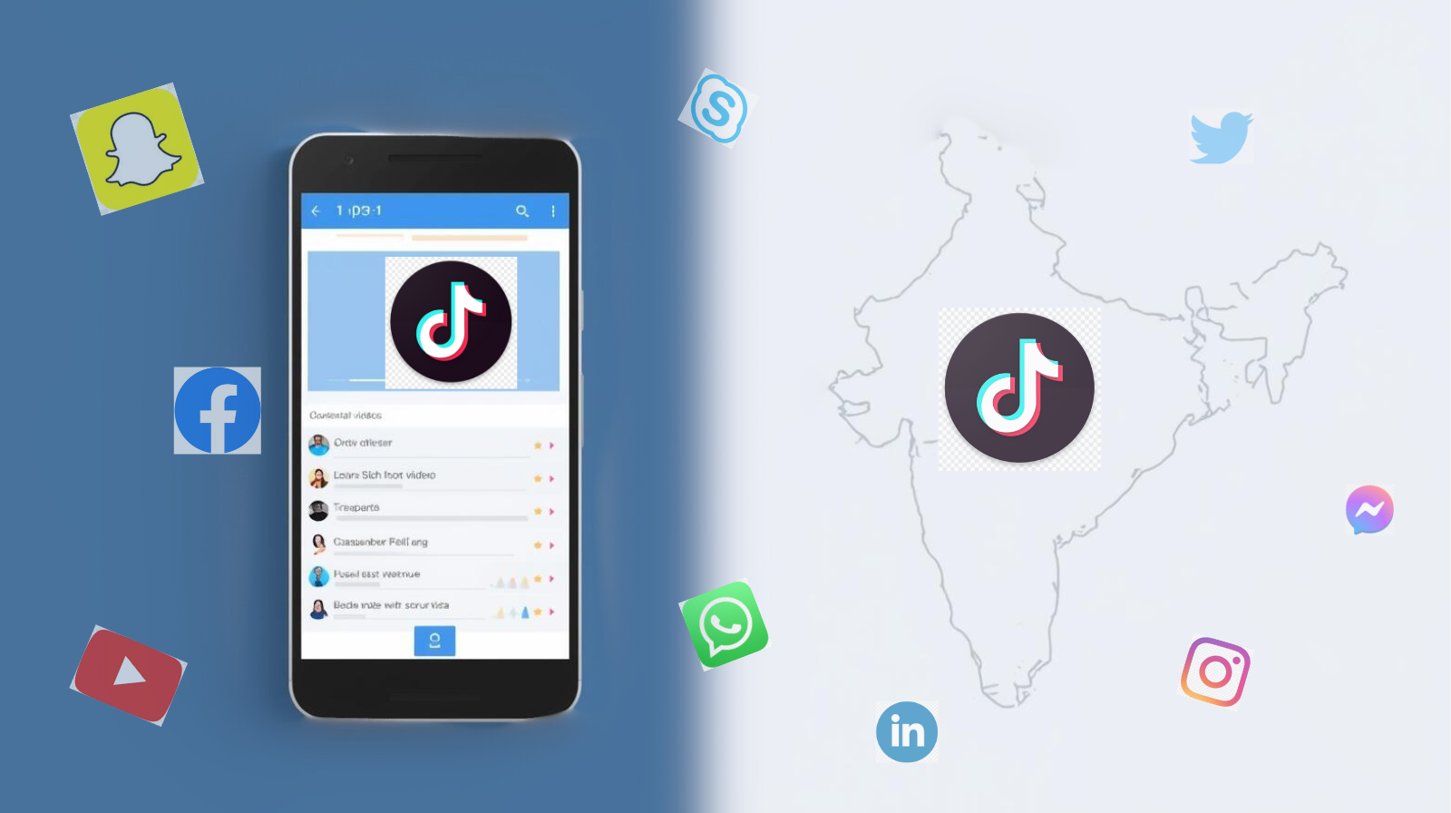 social media icons along with the map of India